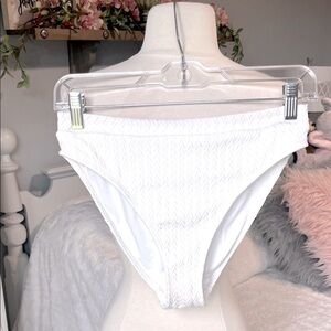White Textured Bikini Bottoms